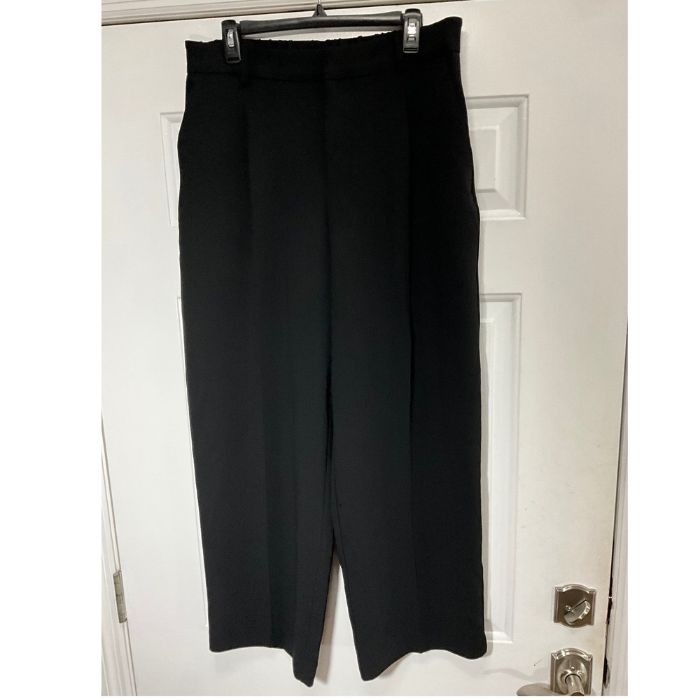 A New Day Womens Black Wide Leg High Rise Ankle Pants Size 12 Regular